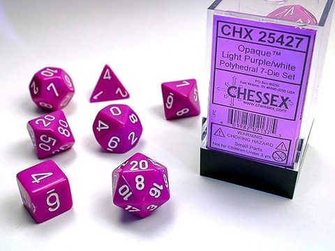 Chessex RPG Dice: Light Purple/White Opaque Polyhedral 7-Set